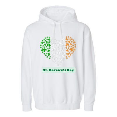 St Patrick's Day Shamrock Heart Garment-Dyed Fleece Hoodie