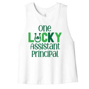 Saint Patricks Day Costumes One Lucky Assistant Principal Cool Gift Women's Racerback Cropped Tank