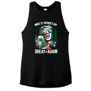 Saint Patricks Day Funny Make Great Again Trump Beer Drinking Mug Gift Ladies PosiCharge Tri-Blend Wicking Tank