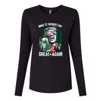 Saint Patricks Day Funny Make Great Again Trump Beer Drinking Mug Gift Womens Cotton Relaxed Long Sleeve T-Shirt