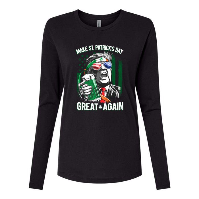 Saint Patricks Day Funny Make Great Again Trump Beer Drinking Mug Gift Womens Cotton Relaxed Long Sleeve T-Shirt