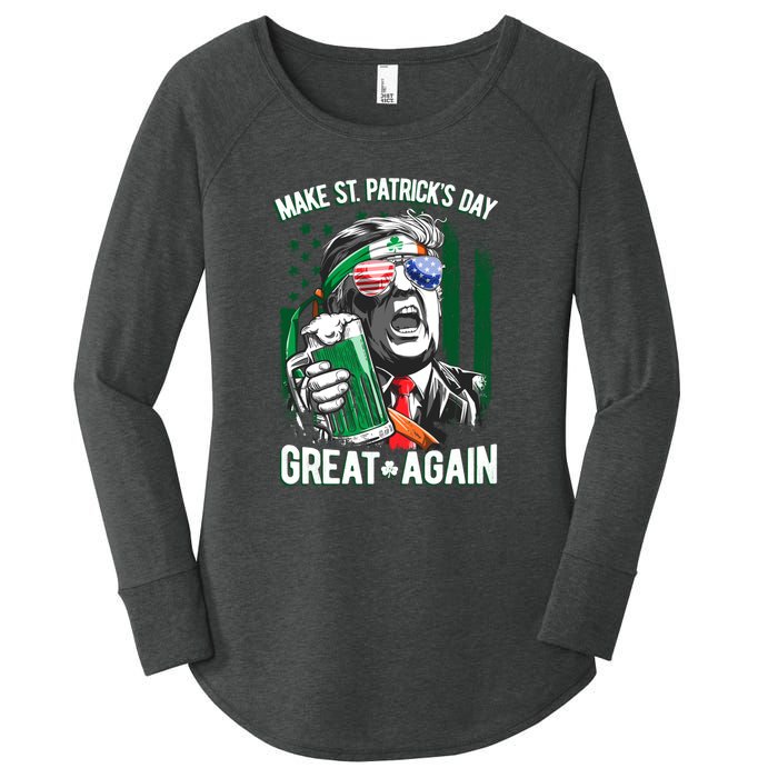 Saint Patricks Day Funny Make Great Again Trump Beer Drinking Mug Gift Women's Perfect Tri Tunic Long Sleeve Shirt