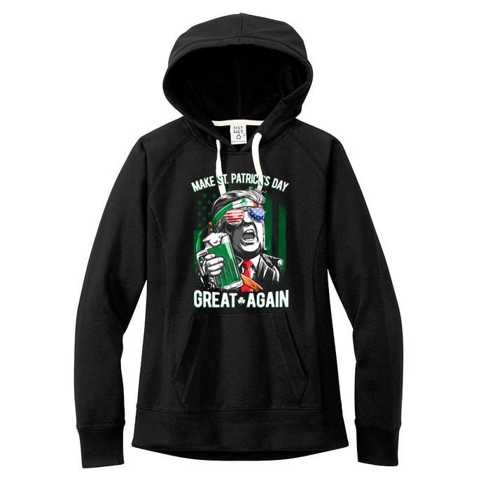 Saint Patricks Day Funny Make Great Again Trump Beer Drinking Mug Gift Women's Fleece Hoodie