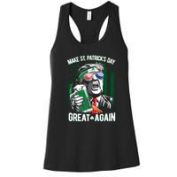 Saint Patricks Day Funny Make Great Again Trump Beer Drinking Mug Gift Women's Racerback Tank