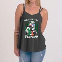 Saint Patricks Day Funny Make Great Again Trump Beer Drinking Mug Gift Women's Strappy Tank