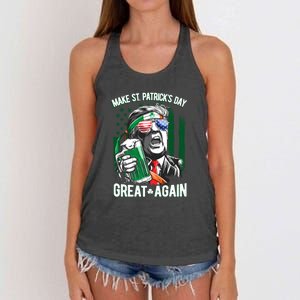 Saint Patricks Day Funny Make Great Again Trump Beer Drinking Mug Gift Women's Knotted Racerback Tank