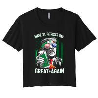 Saint Patricks Day Funny Make Great Again Trump Beer Drinking Mug Gift Women's Crop Top Tee