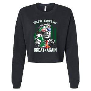 Saint Patricks Day Funny Make Great Again Trump Beer Drinking Mug Gift Cropped Pullover Crew