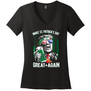 Saint Patricks Day Funny Make Great Again Trump Beer Drinking Mug Gift Women's V-Neck T-Shirt