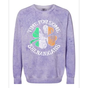 St. Patricks Day Irish Flag Clover Time For Some Shenanigans Gift Colorblast Crewneck Sweatshirt