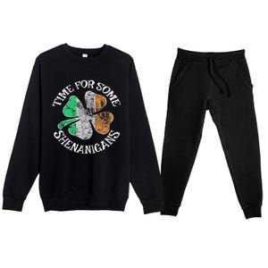 St. Patricks Day Irish Flag Clover Time For Some Shenanigans Gift Premium Crewneck Sweatsuit Set