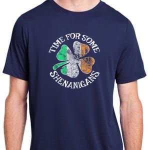 St. Patricks Day Irish Flag Clover Time For Some Shenanigans Gift Adult ChromaSoft Performance T-Shirt