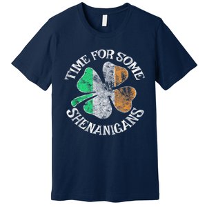 St. Patricks Day Irish Flag Clover Time For Some Shenanigans Gift Premium T-Shirt