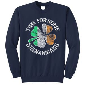 St. Patricks Day Irish Flag Clover Time For Some Shenanigans Gift Tall Sweatshirt