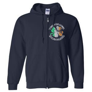 St. Patricks Day Irish Flag Clover Time For Some Shenanigans Gift Full Zip Hoodie