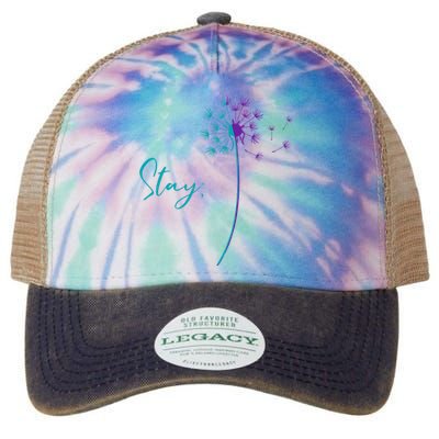 Suicide Prevention Dandelion Teal and Purple Stay Semicolon Legacy Tie Dye Trucker Hat