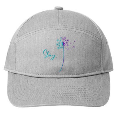 Suicide Prevention Dandelion Teal and Purple Stay Semicolon 7-Panel Snapback Hat