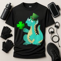 Saint Patricks Day Dragon Green Four Leaf Clover Leprechaun Cooling Performance Crew T-Shirt
