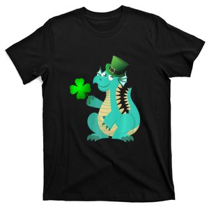 Saint Patricks Day Dragon Green Four Leaf Clover Leprechaun T-Shirt