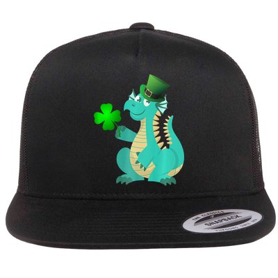 Saint Patricks Day Dragon Green Four Leaf Clover Leprechaun Flatbill Hat