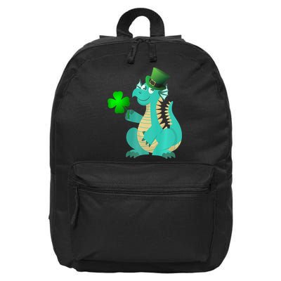 Saint Patricks Day Dragon Green Four Leaf Clover Leprechaun 16 in Basic Backpack