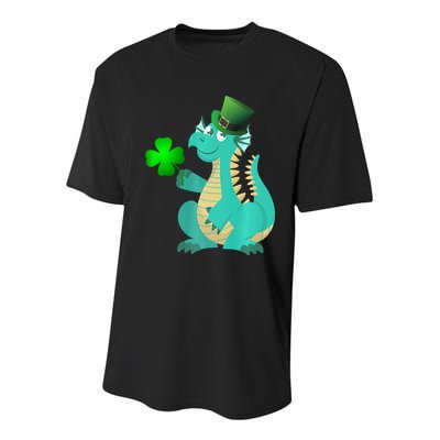 Saint Patricks Day Dragon Green Four Leaf Clover Leprechaun Youth Performance Sprint T-Shirt