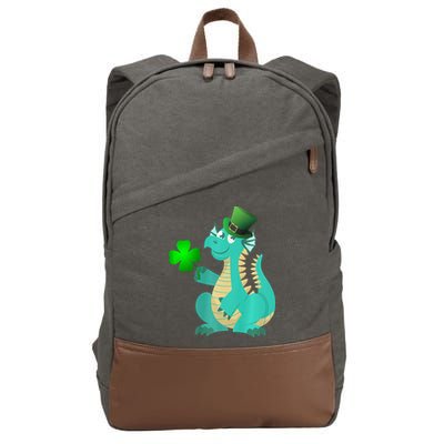 Saint Patricks Day Dragon Green Four Leaf Clover Leprechaun Cotton Canvas Backpack