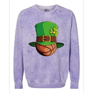 St Patricks Day Funny Irish Basketball Leprechaun Shamrock Gift Colorblast Crewneck Sweatshirt