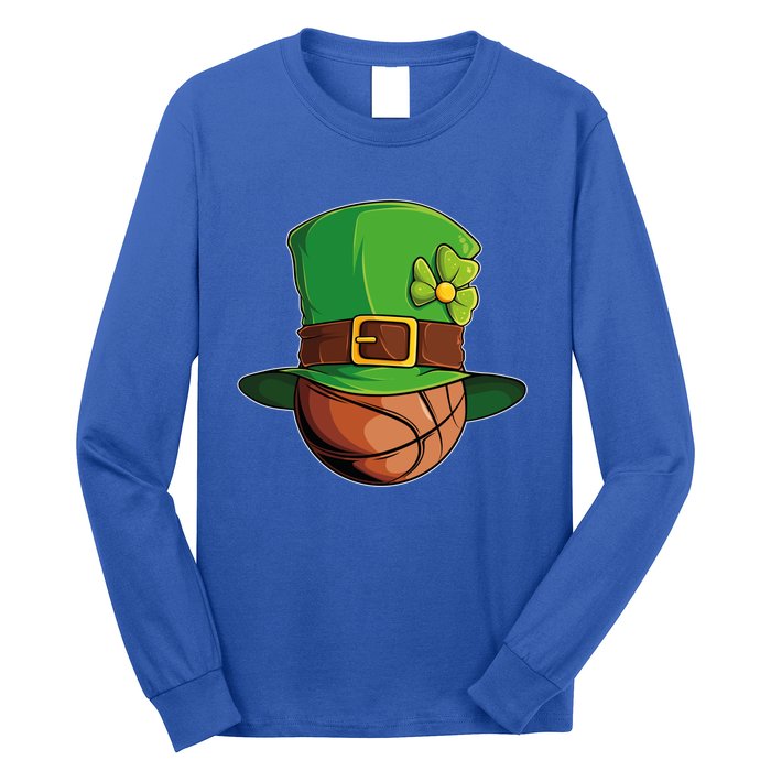 St Patricks Day Funny Irish Basketball Leprechaun Shamrock Gift Long Sleeve Shirt