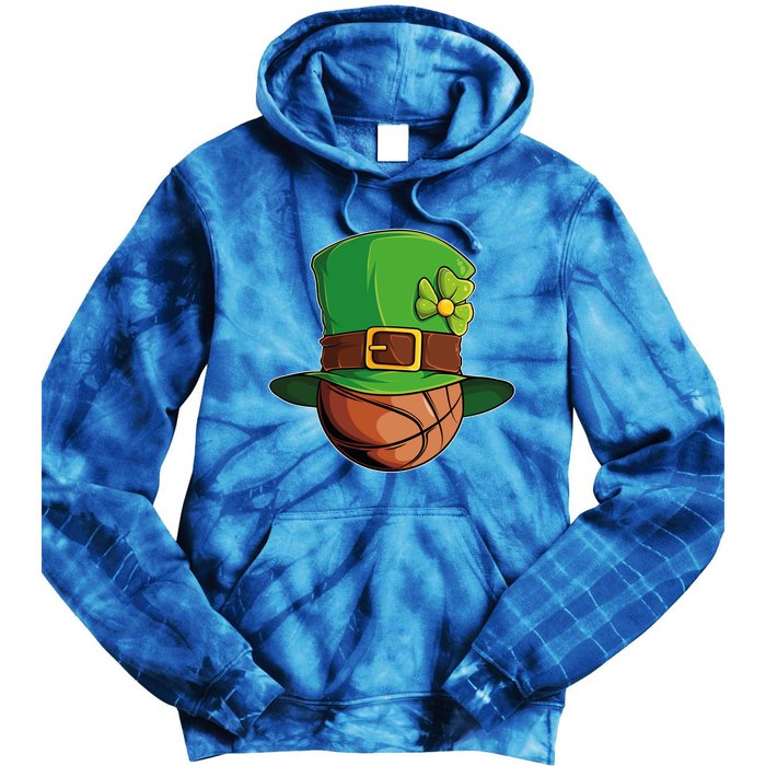 St Patricks Day Funny Irish Basketball Leprechaun Shamrock Gift Tie Dye Hoodie