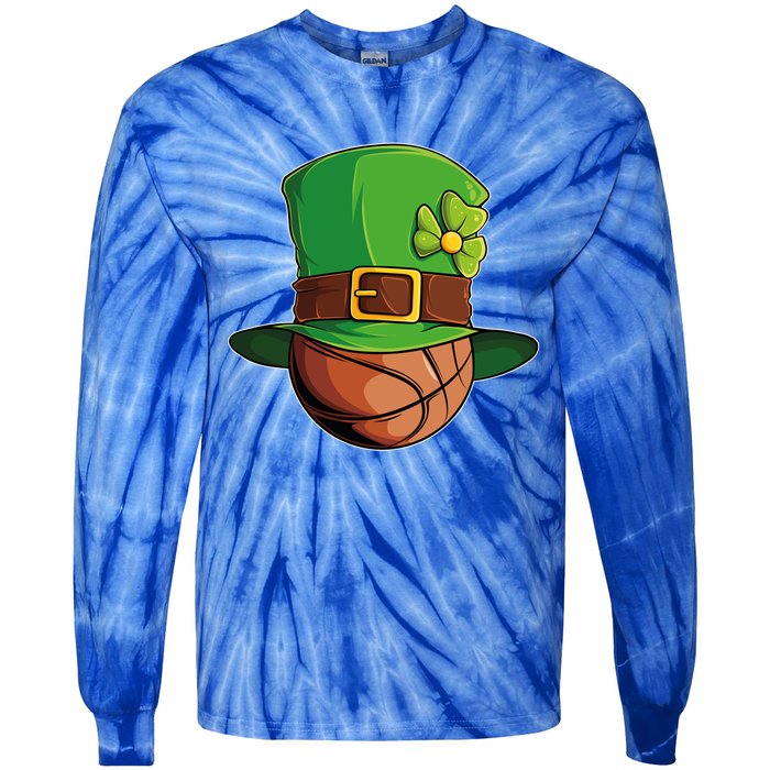 St Patricks Day Funny Irish Basketball Leprechaun Shamrock Gift Tie-Dye Long Sleeve Shirt