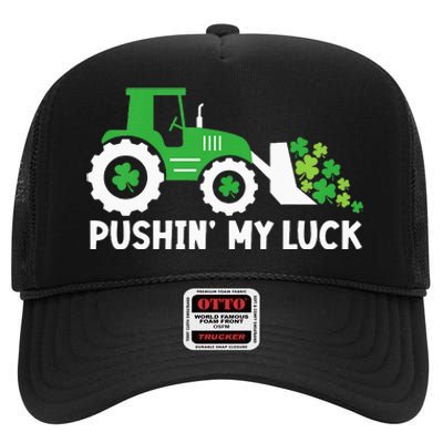 St Patrick's Day Pushing My Luck Monster Truck  High Crown Mesh Back Trucker Hat