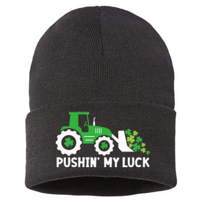 St Patrick's Day Pushing My Luck Monster Truck  Sustainable Knit Beanie