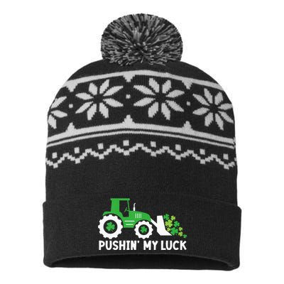 St Patrick's Day Pushing My Luck Monster Truck  USA-Made Snowflake Beanie