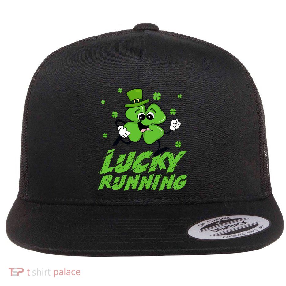 St Patrick's Day Irish Shamrock Lucky Running Marathon Team Gift Flatbill Hat