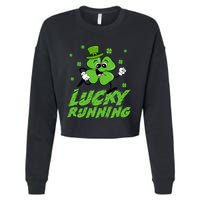 St Patrick's Day Irish Shamrock Lucky Running Marathon Team Gift Cropped Pullover Crew