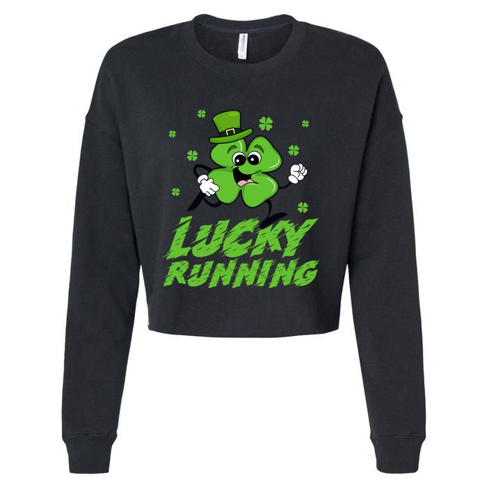 St Patrick's Day Irish Shamrock Lucky Running Marathon Team Gift Cropped Pullover Crew