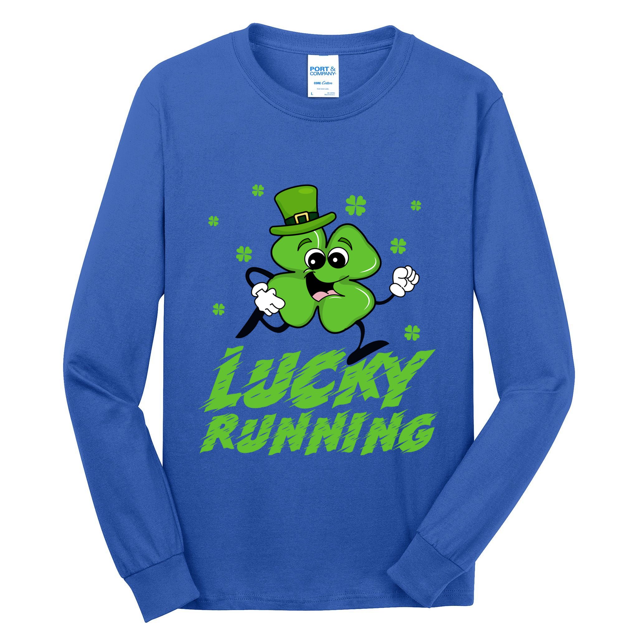 St Patrick's Day Irish Shamrock Lucky Running Marathon Team Gift Tall Long Sleeve T-Shirt