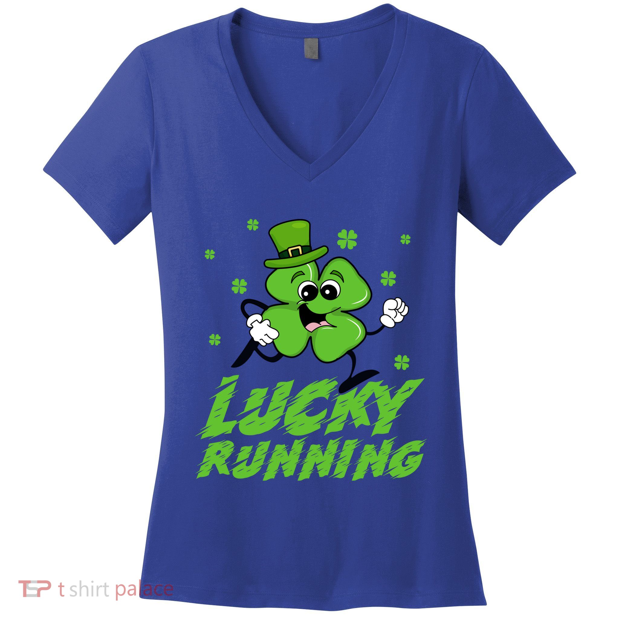 St Patrick's Day Irish Shamrock Lucky Running Marathon Team Gift Women's V-Neck T-Shirt