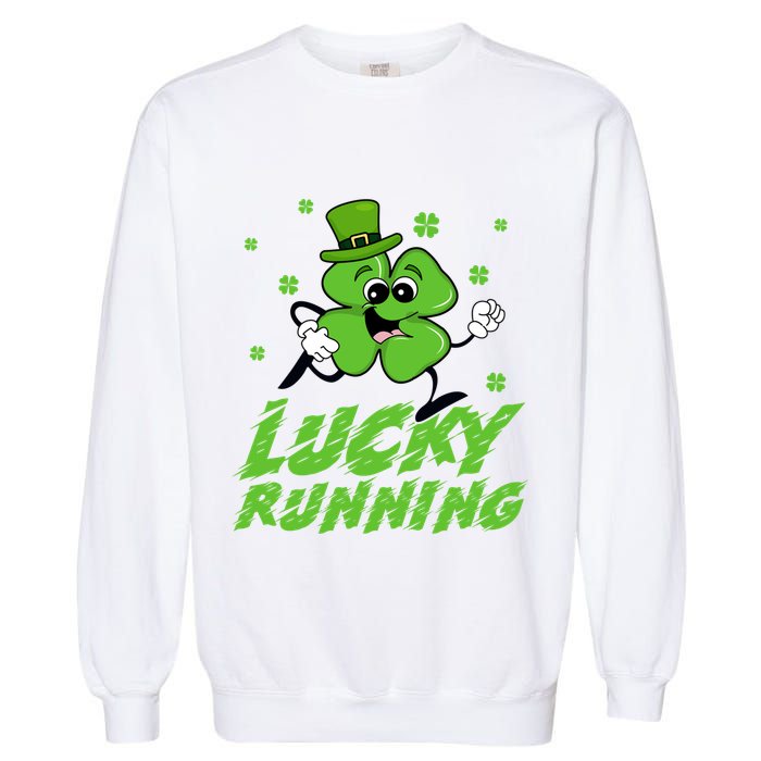 St Patrick's Day Irish Shamrock Lucky Running Marathon Team Gift Garment-Dyed Sweatshirt