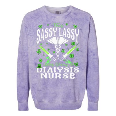 St Patrick's Day Dialysis Nurse Sassy Lassy Nursing Colorblast Crewneck Sweatshirt