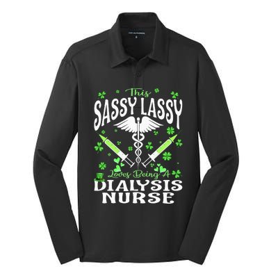 St Patrick's Day Dialysis Nurse Sassy Lassy Nursing Silk Touch Performance Long Sleeve Polo