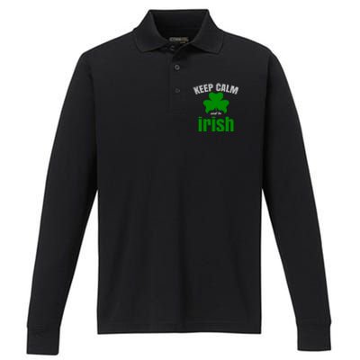 St Patricks Day Cool Gift Gift Keep Calm Be Irish Performance Long Sleeve Polo