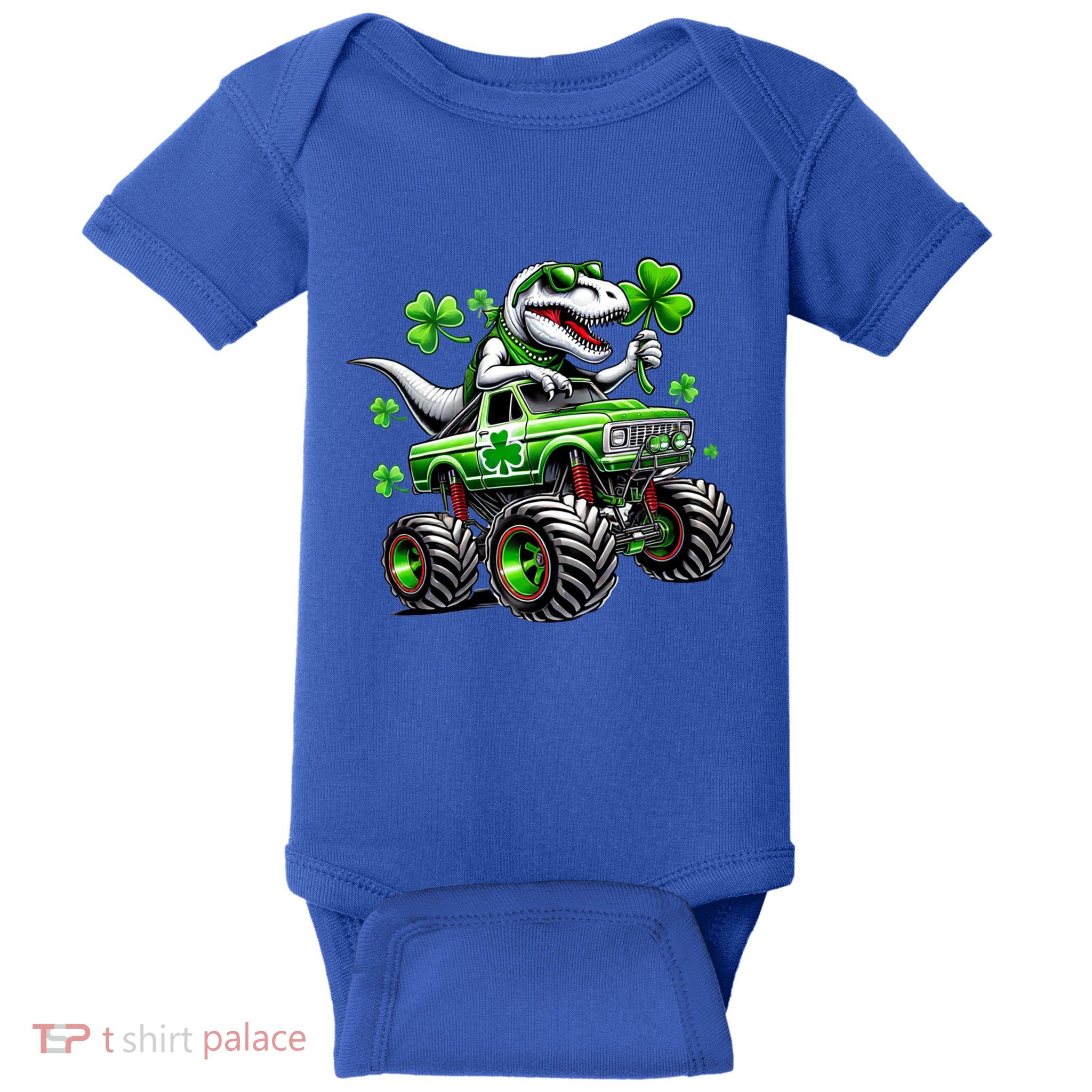 St Patricks Day Dinosaur Lucky Monster Truck Gift Baby Bodysuit