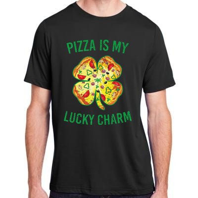 St Patrick's Day Is My Lucky Charm Pizza Shamrock Adult ChromaSoft Performance T-Shirt