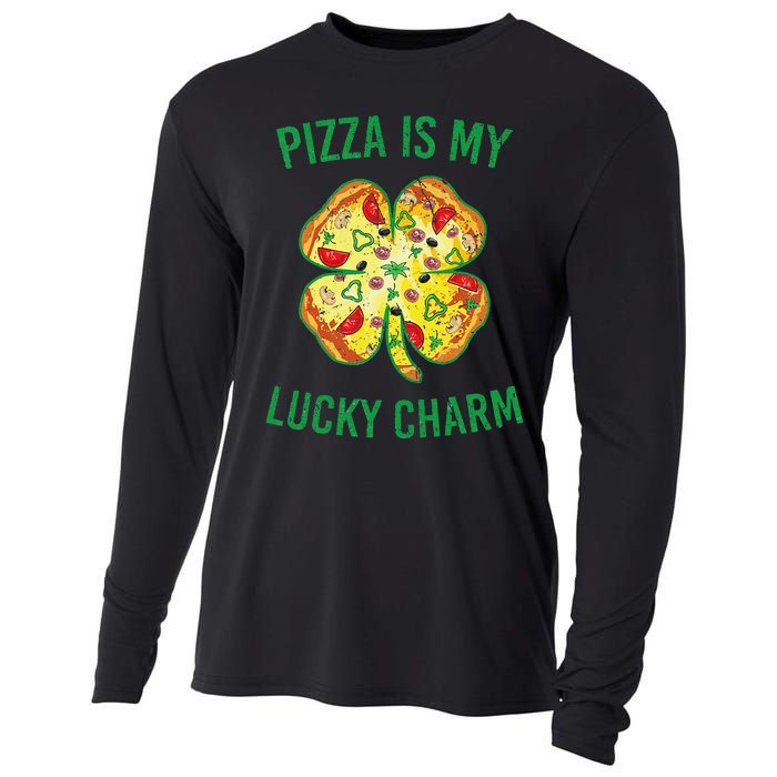 St Patrick's Day Is My Lucky Charm Pizza Shamrock Cooling Performance Long Sleeve Crew