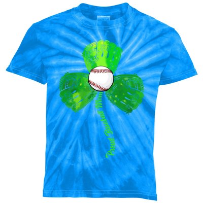 St Patricks Day Baseball Catcher Softball Irish Mom Shamrock Gift Kids Tie-Dye T-Shirt