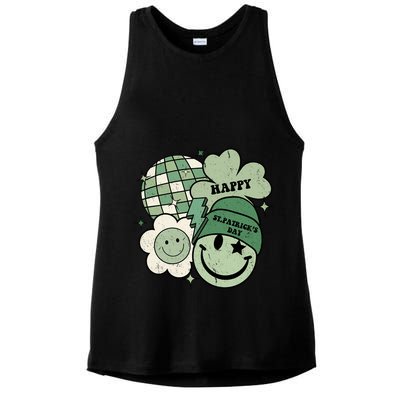 St Patricks Day Retro Smile Disco Party Ladies PosiCharge Tri-Blend Wicking Tank