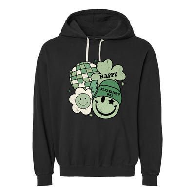 St Patricks Day Retro Smile Disco Party Garment-Dyed Fleece Hoodie