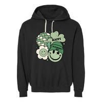 St Patricks Day Retro Smile Disco Party Garment-Dyed Fleece Hoodie